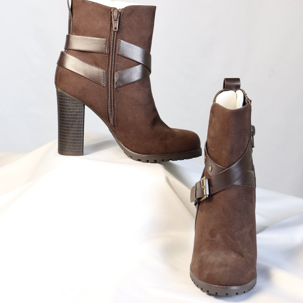 Brown Suede Booties Size 6